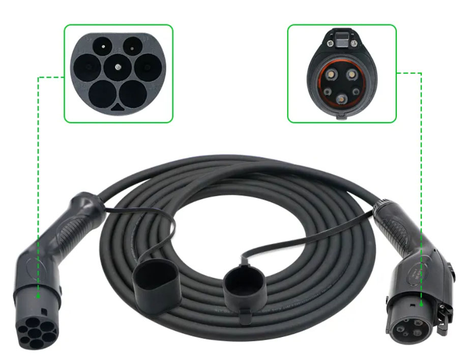 32A Type 2 To Type 1 AC EV Charging Cable